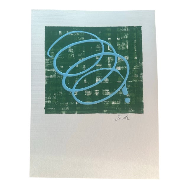 Erin Simon Original “Imperfection” (In Green With Blue) Abstract Acrylic Painting For Sale