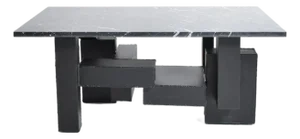 Cubist Iron and Marble Coffee Table, 1980s