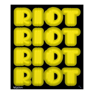 Ben Eine, Riot (Acid Green), Rare Large Hand Signed Screen Print, 2015