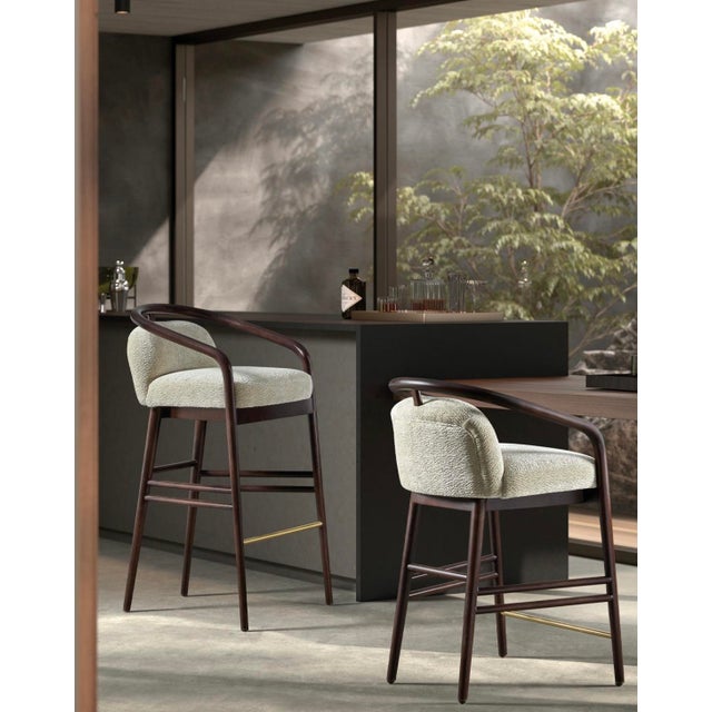 Not Yet Made - Made To Order Essex Red Velvet Bar Stool by Javier Gomez For Sale - Image 5 of 6