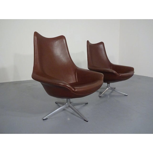 1960s Danish Pirouette Swivel Chair in Leather by H. W. Klein for Bramin, 1960s For Sale - Image 5 of 18