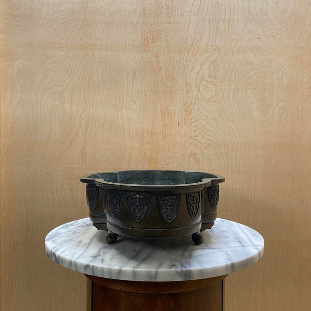 Asian Early 20th Century Footed Bronze Asian Jardiniere For Sale - Image 3 of 17