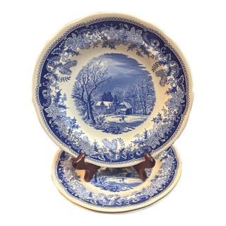 Spode Winters Eve Blue Bread and Butter/ Salad Plates For Sale