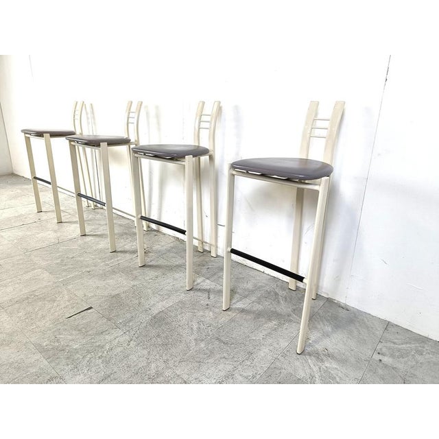 Gray Vintage Chrome Wire Bar Stools, 1980s, Set of 4 For Sale - Image 8 of 9