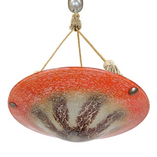 Vintage German Art Deco Ikora Glass Hanging Light from WMF, 1930s For Sale