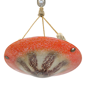 Vintage German Art Deco Ikora Glass Hanging Light from WMF, 1930s