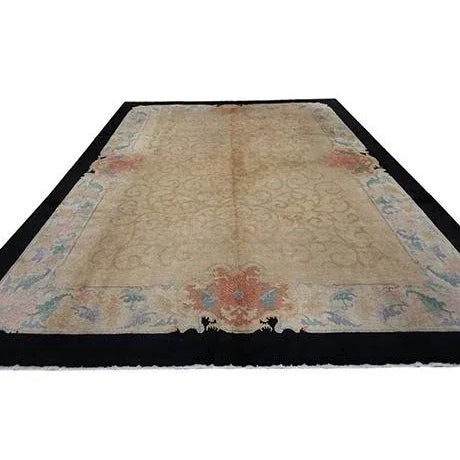 1920s Chinese Art Deco Carpet ( 9'2" x 11'9" - 279 x 358 ) Antique Chinese – Art Deco Chinese Ivory 1925 Rug, Circa Date:...
