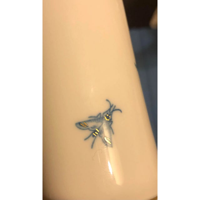 Pair of Meissen Porcelain Aquatinta Candlesticks Flower Insect Decor Gold Accent For Sale - Image 9 of 11