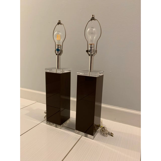 George Bullio Lucite Lamps - a Pair For Sale - Image 9 of 10
