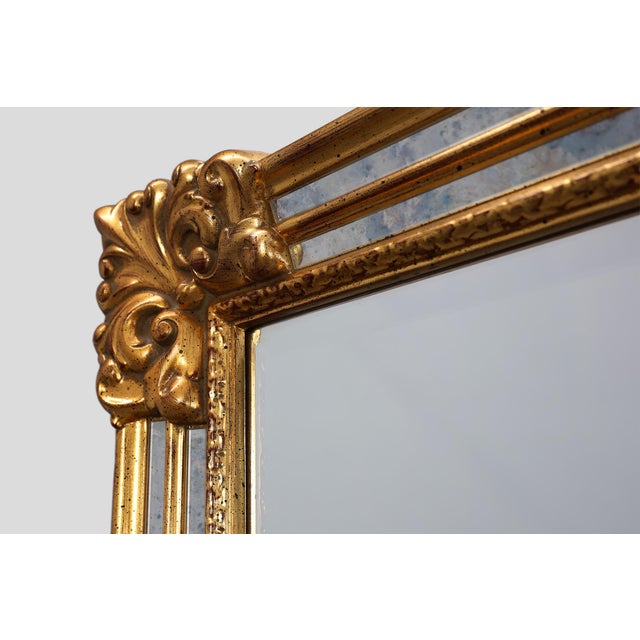 Glass Mid-Century Rectangular Gilt Mirror from Deknudt, Belgium, 1980s For Sale - Image 7 of 12