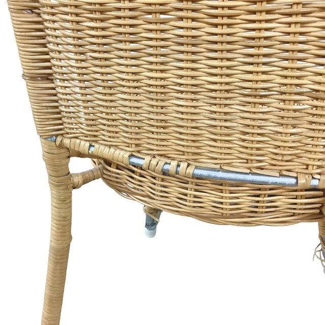 Vintage Woven Wicker & Rattan Side Chair With Cushion For Sale - Image 18 of 18