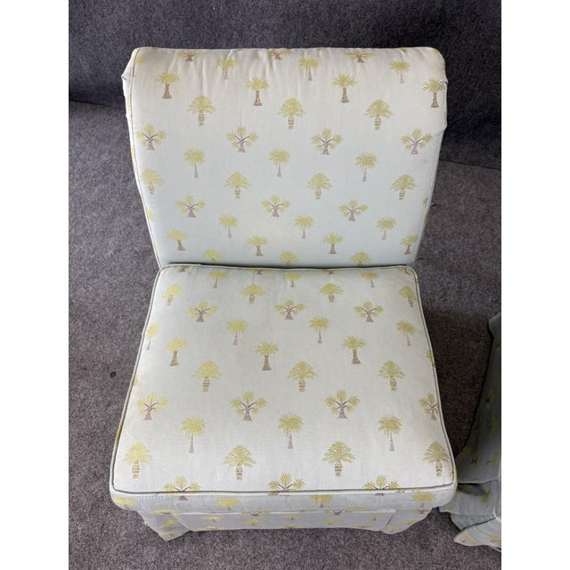 Blue Pair of Calico Corners High-Quality Rolled Back Slipper Chairs For Sale - Image 8 of 15