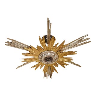 Vintage Starburst Chandelier in Goldleaf and Silverleaf For Sale