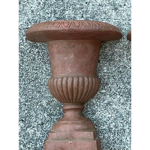 Terra Cotta Vintage Fluted Urn Wall Pockets - A Pair For Sale - Image 8 of 12