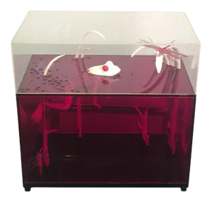 1980s Roselli Red/Clear Lucite Frog and Dragonfly Pop Art Diorama