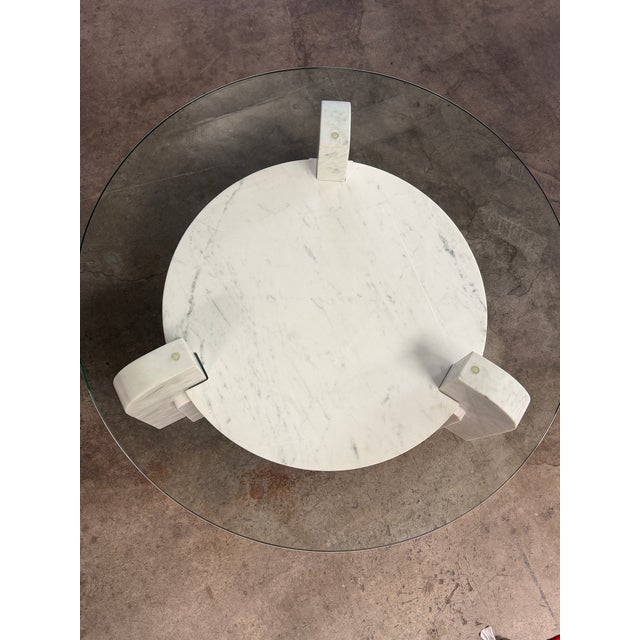 Century Furniture Round Marble Coffee Table Base W/ Marble Shelf For Sale - Image 4 of 5