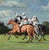 T S LaFontaine (after) Expansive polo scene in oil on canvas c1980s Art Sz: 23 1/4"H x 35"W Frame Sz: 28 1/2"H x 40 1/2"W