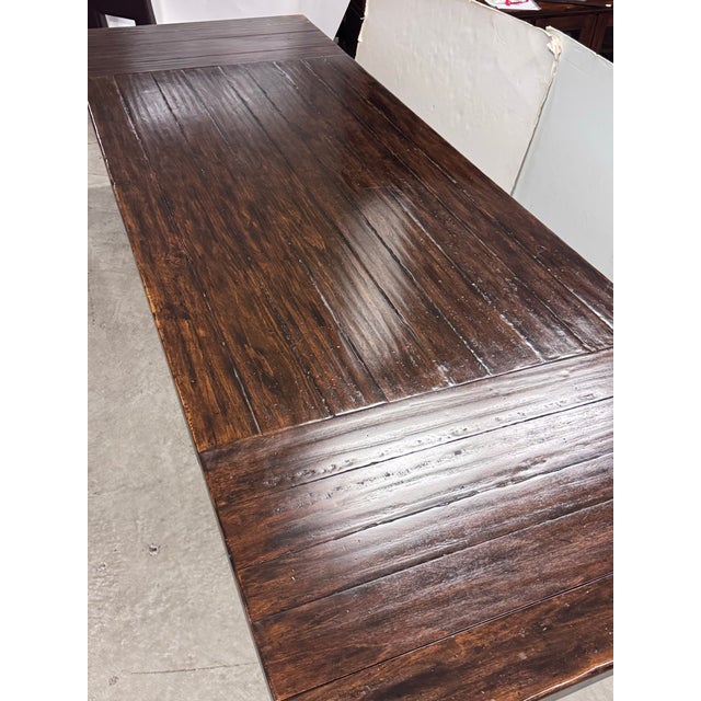 Wood Pottery Barn Cortona Extension Dining Table + Six Alfresco Brown Side Chairs, Set For Sale - Image 7 of 12