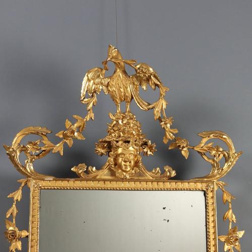 Neoclassical Style Mirror in Carved Gilded Wood For Sale - Image 3 of 12