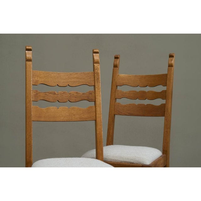 Razorblade Chairs in Oak and Wool by Henning Kjærnulf, 1960s, Set of 4 For Sale - Image 13 of 16
