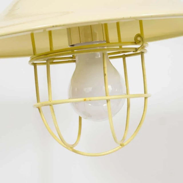 French Mid-Century Modern Chrome and Lemon Cream and Black Enamel Table Lamp For Sale - Image 4 of 12