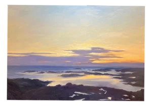 Claude Sauthier, Sunset at Bretagne, Oil on Wood, 1970s