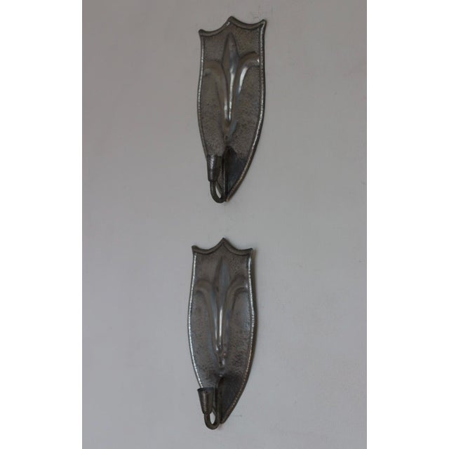 Swedish Pewter Sconces, Set of 2 For Sale - Image 9 of 11