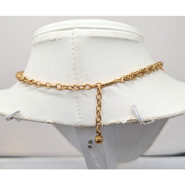 Mid-Century Modern Vintage 1960s Signed Hattie Carnegie Goldtone White Cabochon Rhinestone Necklace For Sale - Image 3 of 8