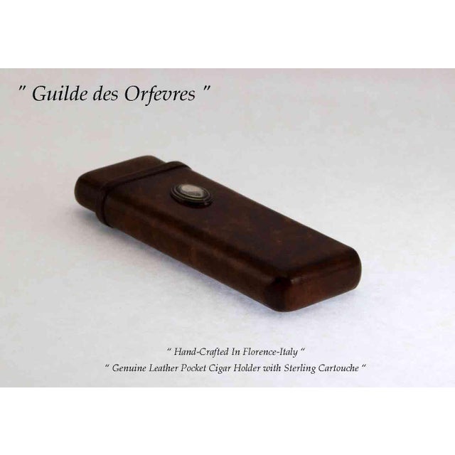 Fine Genuine Leather Cigar-Holders With Sterling Silver Cartouche For Sale - Image 9 of 10