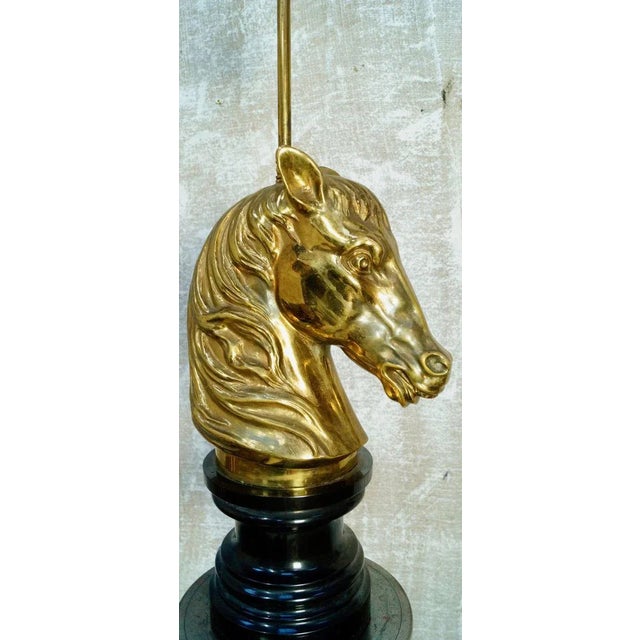 Metal Brass Horse Head Table Lamp from Maison Jansen, 1970s For Sale - Image 7 of 10