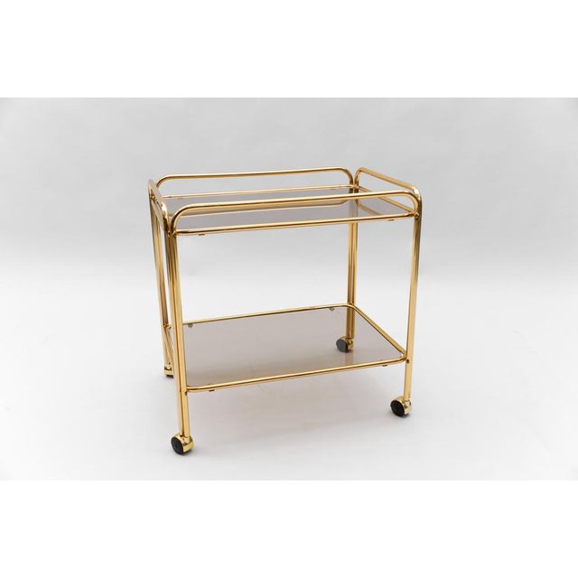 1960s Mid-Century Modern Brass Bar Cart, France, 1960s For Sale - Image 5 of 14
