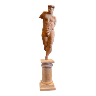 Late 20th Century Campbell G Paxton-Signed Clay Male Figure Sculpture-Fragment of Youth Pensive For Sale