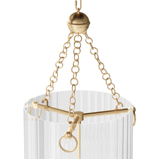 Glass Regina Andrew Roxie Fluted Glass Pendant, Natural Brass For Sale - Image 7 of 9