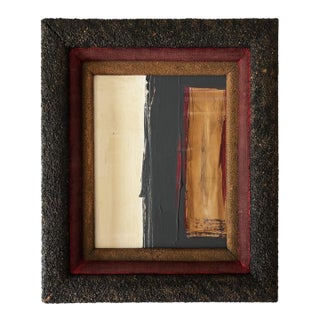 “Romantic” Abstract Art in Antique Distressed Frame, Transitional Living Room Art by JTS For Sale