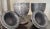 Transitional Pair of Solid Black Marble Covered Vessels For Sale - Image 3 of 5