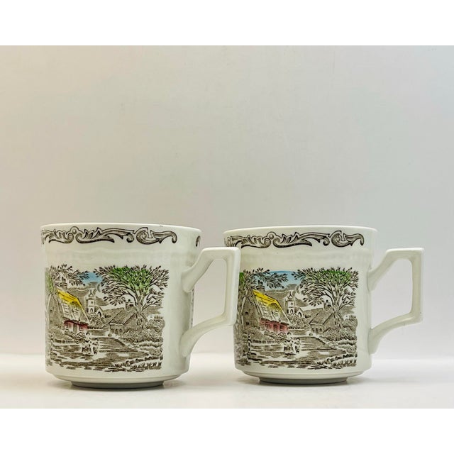 1930s “Shakespeare's Sonnets” Scenic Coffee Cups- a Pair For Sale - Image 10 of 10