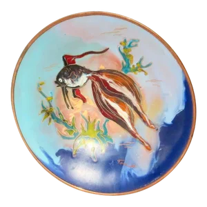 Enamel and Copper Goldfish Dish by Tom H Holland