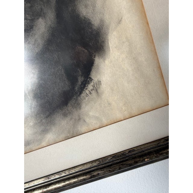 Vintage Expressive Male Portrait Oil Pastel on Paper, Framed Under Glass For Sale - Image 10 of 12