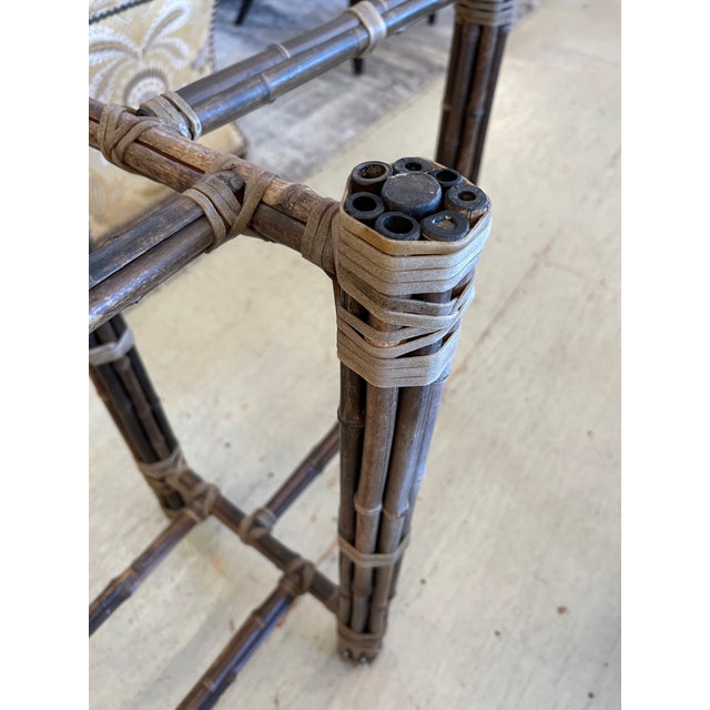 Very Long Organic Modern Bamboo & Glass Console Table For Sale - Image 15 of 17