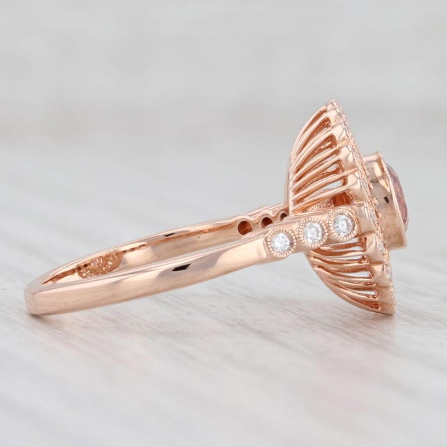 2010s Beverley K New 0.68ctw Morganite Diamond Filigree Ring 14k Rose Gold Engagement Size 6.75 For Sale - Image 5 of 8