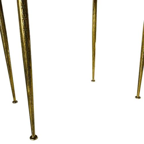 Vintage Hollywood Regency Neoclassical Brass Side Table with Leather Top and Gallery Edge, 1960s For Sale - Image 10 of 13