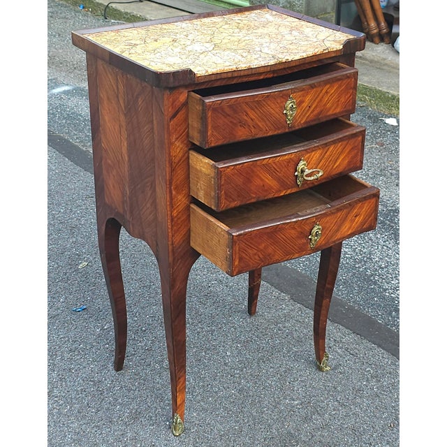 Late 18th Century Late 18th Century French Louis XVI Marquetry Kingwood Inset Marble Top With Lock For Sale - Image 5 of 11