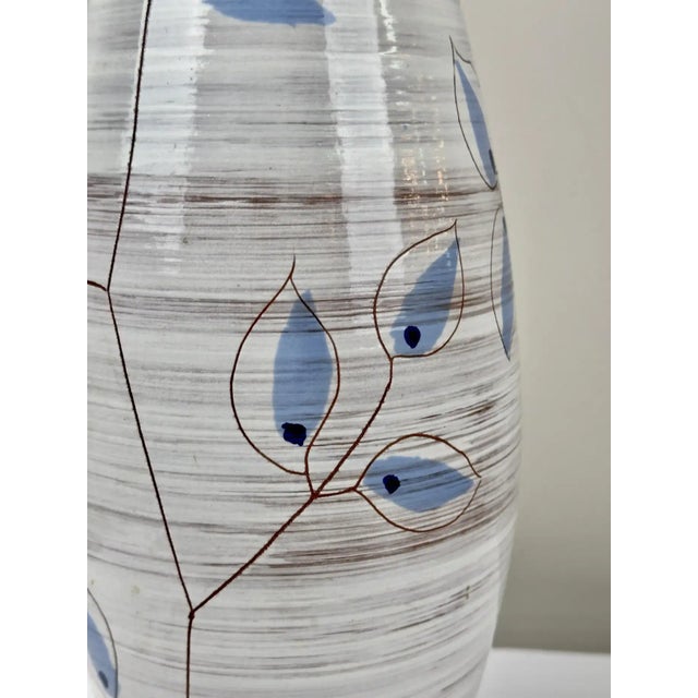 Ceramic Vintage MCM Bitossi Table Lamp, Ceramic With Blue Leaves, Italy, 1950s For Sale - Image 7 of 11