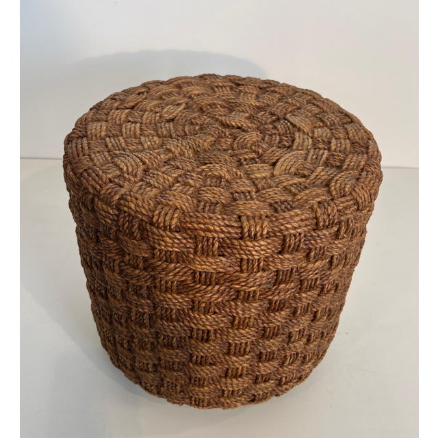 1970s Rope stool with round wooden legs in the style of Audoux Minet For Sale - Image 12 of 12
