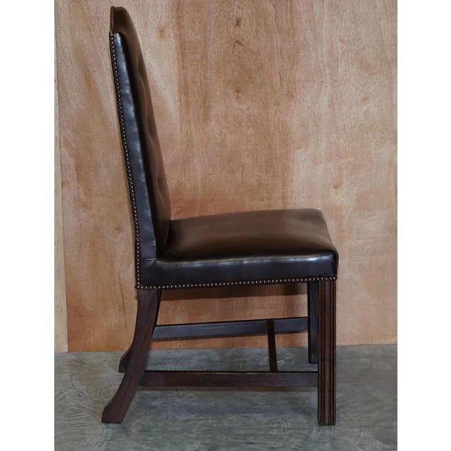Buttoned Occasional Desk Chair in Brown Leather from George Smith For Sale - Image 9 of 15