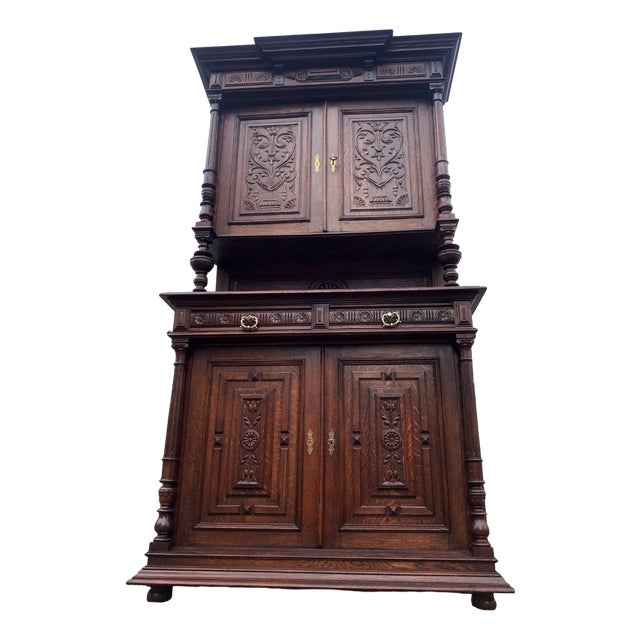 Art Nouveau Cupboard in Oak, 1900s For Sale