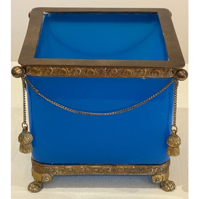Early 20th Century French Blue Opaline Antique Jardiniere For Sale - Image 5 of 10