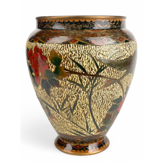 Ceramic A Japanese Meiji Wired Inlaid Enamel Porcelain Vase For Sale - Image 7 of 12