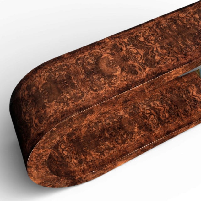 Aries Sculptural Burl Wood Console With Brass Ends by St2 Furniture 2 Available For Sale - Image 6 of 14