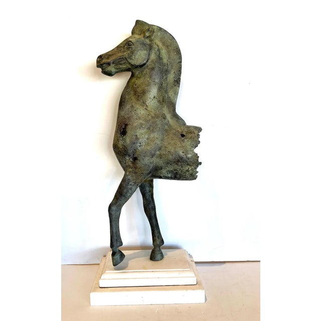 Figurative Verdigris Bronze Horse Fragment For Sale - Image 3 of 9